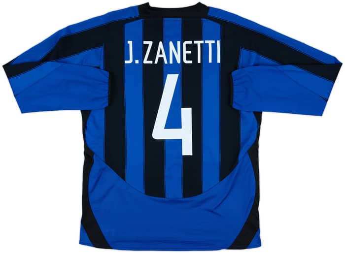 2003-04 Inter Milan Home L/S Shirt J.Zanetti #4 - 7/10 - (L)