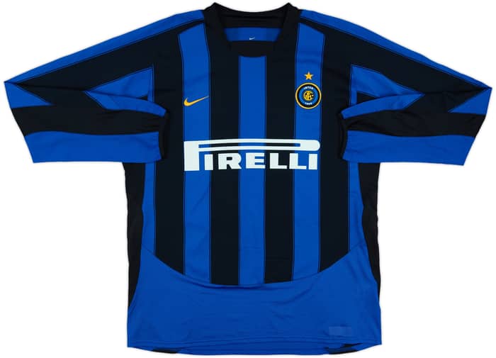 2003-04 Inter Milan Home L/S Shirt J.Zanetti #4 - 7/10 - (L)