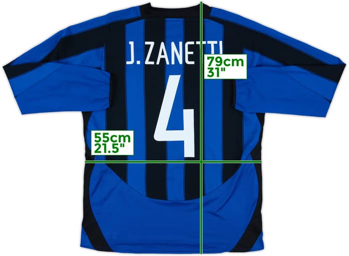 2003-04 Inter Milan Home L/S Shirt J.Zanetti #4 - 7/10 - (L)