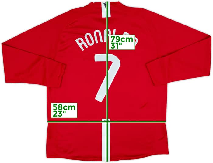 2007-09 Manchester United Home L/S Shirt Ronaldo #7 - 7/10 - (XL)