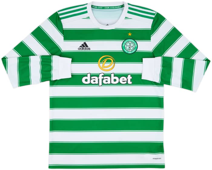 2021-22 Celtic Home L/S Shirt - 7/10 - (M)