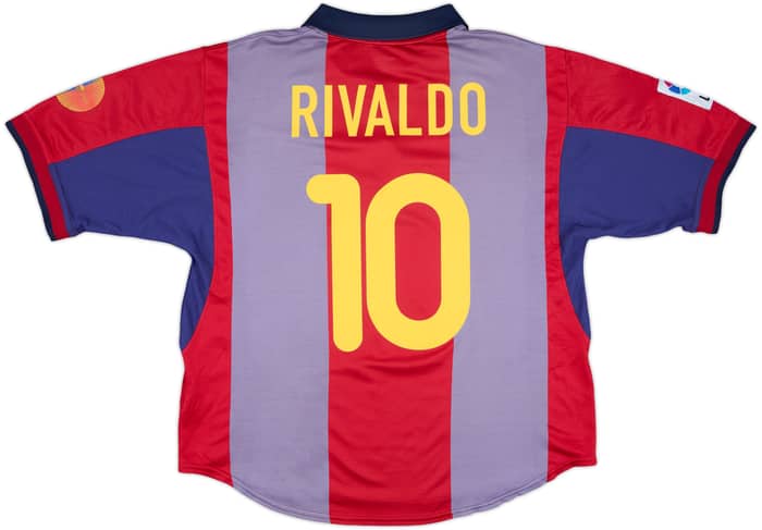 2000-01 Barcelona Home Shirt Rivaldo #10 - 5/10 - (L)