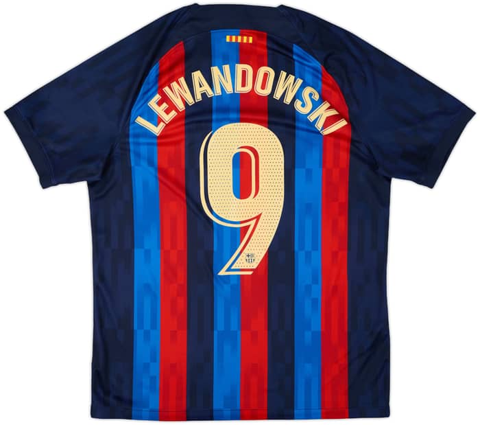 2022-23 Barcelona Home Shirt Lewandowski #9 - 9/10 - (L)