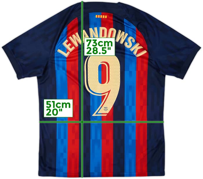 2022-23 Barcelona Home Shirt Lewandowski #9 - 9/10 - (L)