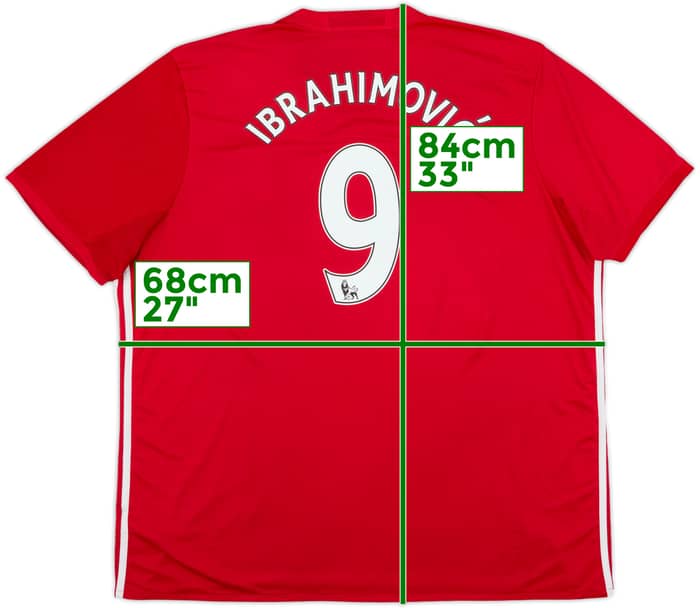 2016-17 Manchester United Home Shirt Ibrahimovic #9 - 9/10 - (3XL)