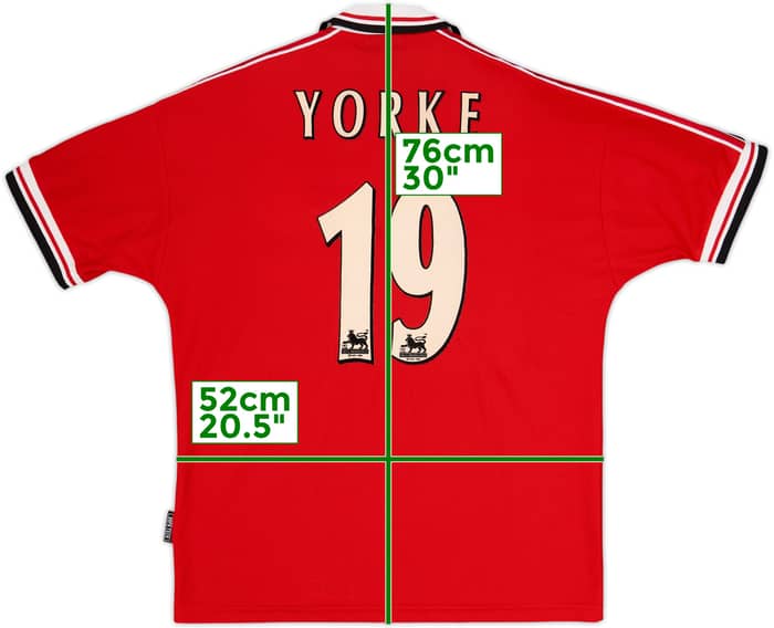 1998-00 Manchester United Home Shirt Yorke #19 - 7/10 - (M)