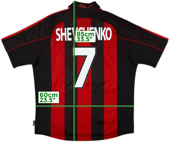 2000-02 AC Milan Home Shirt Shevchenko #7 - 9/10 - (XL)