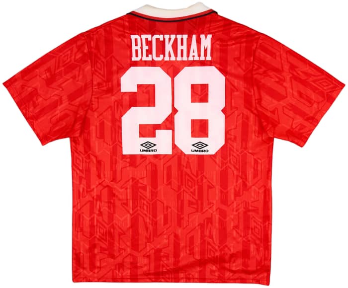 1992-94 Manchester United Home Shirt Beckham #28 - 8/10 - (XL)