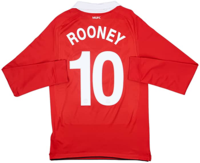 2010-11 Manchester United Home L/S Shirt Rooney #10 - 9/10 - (S)
