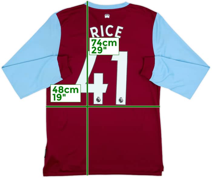 2019-20 West Ham Home L/S Shirt Rice #41 - 8/10 - (M)