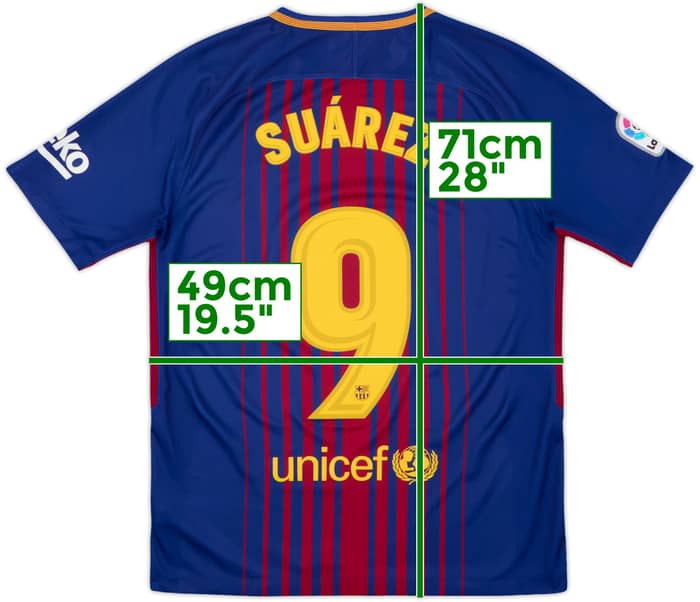 2017-18 Barcelona Home Shirt Suarez #9 - 9/10 - (M)