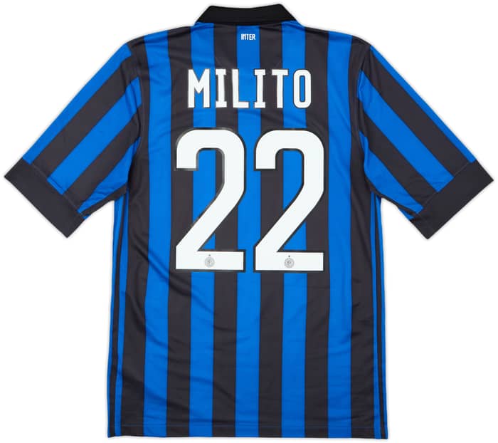 2011-12 Inter Milan Home Shirt Milito #22 - 9/10 - (S)