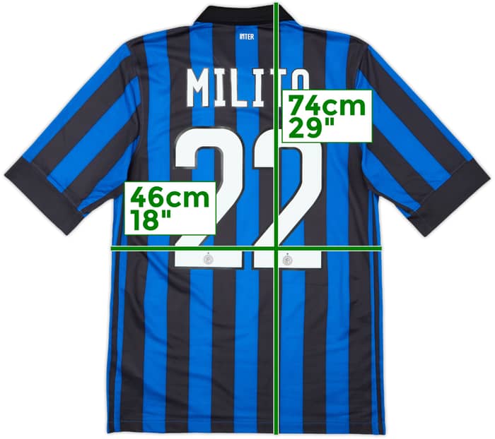 2011-12 Inter Milan Home Shirt Milito #22 - 9/10 - (S)