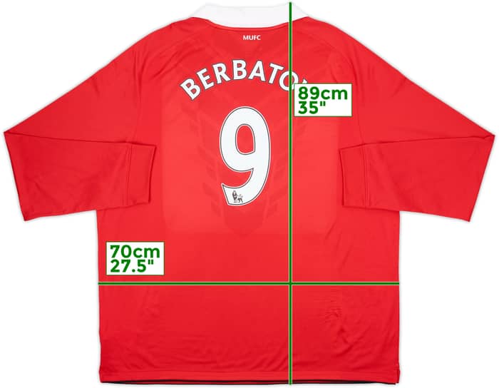 2010-11 Manchester United Home L/S Shirt Berbatov #9 - 8/10 - (3XL)