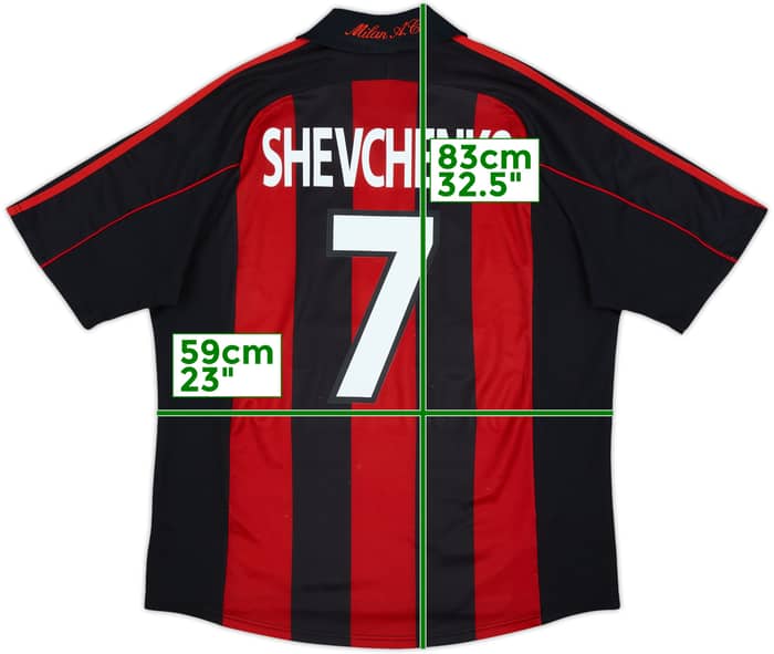 2000-02 AC Milan Home Shirt Shevchenko #7 - 6/10 - (XL)