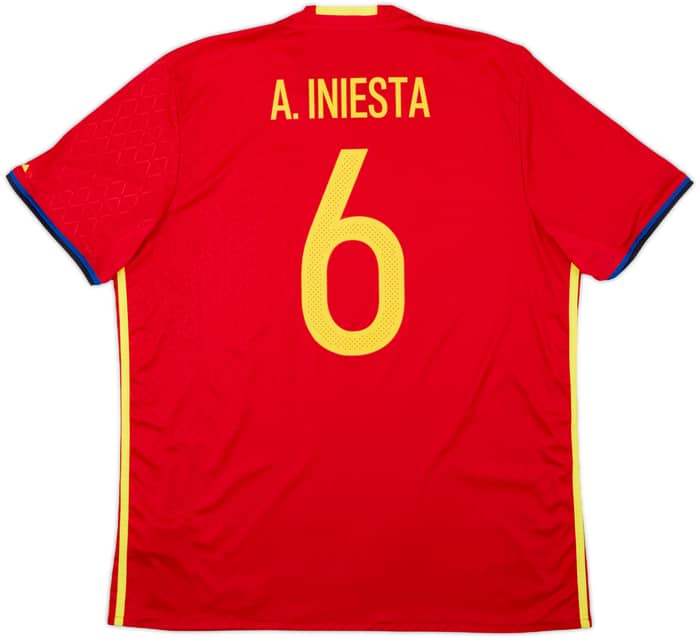 2016-17 Spain Home Shirt A. Iniesta #6 - 9/10 - (XL)