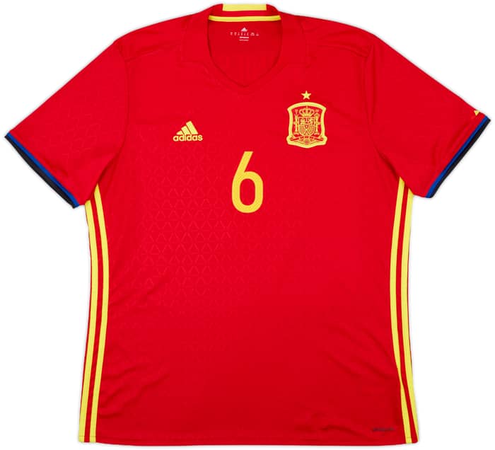 2016-17 Spain Home Shirt A. Iniesta #6 - 9/10 - (XL)