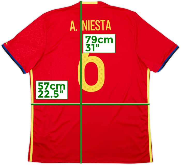 2016-17 Spain Home Shirt A. Iniesta #6 - 9/10 - (XL)