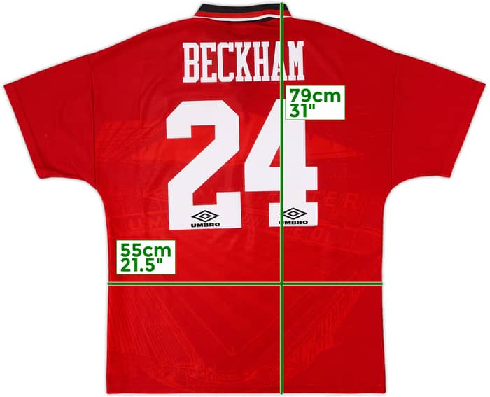 1994-96 Manchester United Home Shirt Beckham #24 - 9/10 - (L)