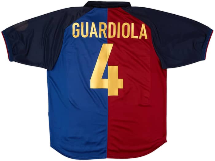1999-00 Barcelona Centenary Home Shirt Guardiola #4 - 6/10 - (L)