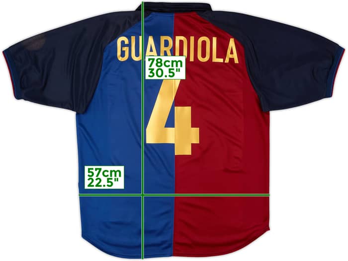 1999-00 Barcelona Centenary Home Shirt Guardiola #4 - 6/10 - (L)