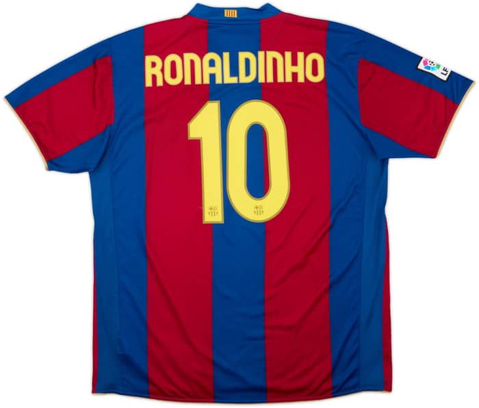 2007-08 Barcelona Home Shirt Ronaldinho #10 - 8/10 - (XXL)