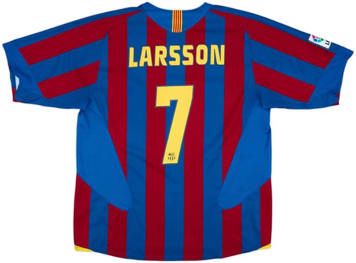 2005-06 Barcelona Home Shirt Larsson #7 - 8/10 - (XL)