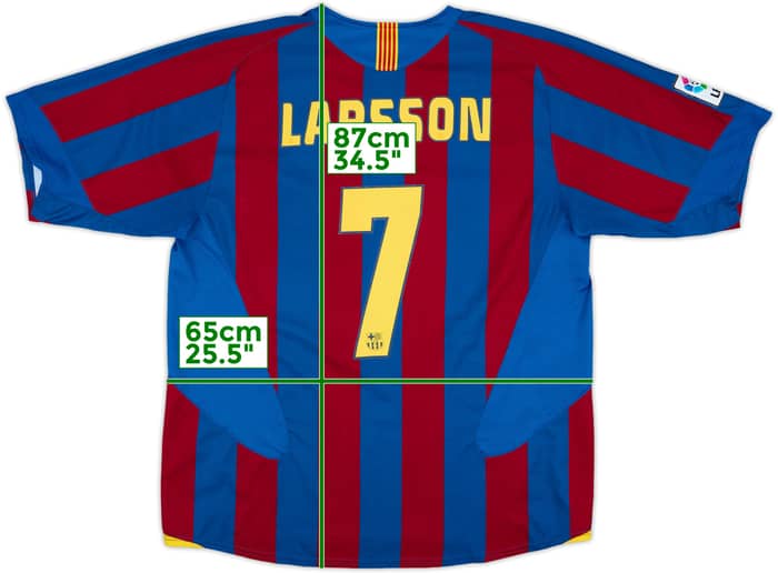 2005-06 Barcelona Home Shirt Larsson #7 - 8/10 - (XL)