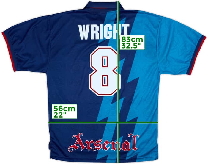 1995-96 Arsenal Away Shirt Wright #8 - 9/10 - (XL)