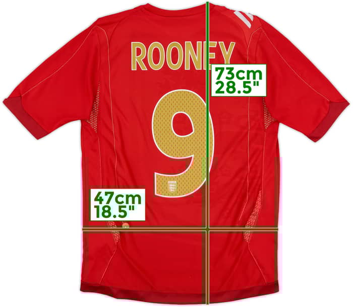 2006-08 England Away Shirt Rooney #9 - 7/10 - (S)