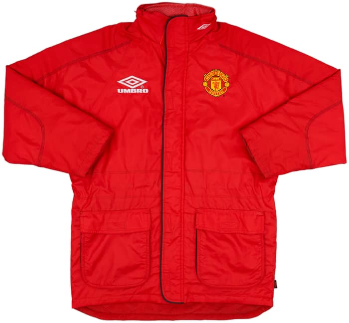 1998-99 Manchester United Umbro Hooded Padded Bench Coat - 8/10 - (Y)