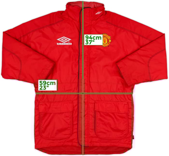 1998-99 Manchester United Umbro Hooded Padded Bench Coat - 8/10 - (Y)