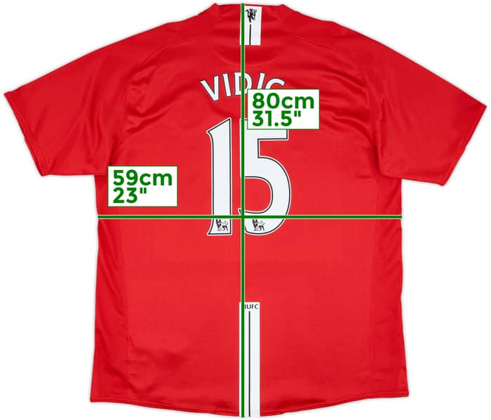 2007-09 Manchester United Home Shirt Vidic #15 - 7/10 - (XL)