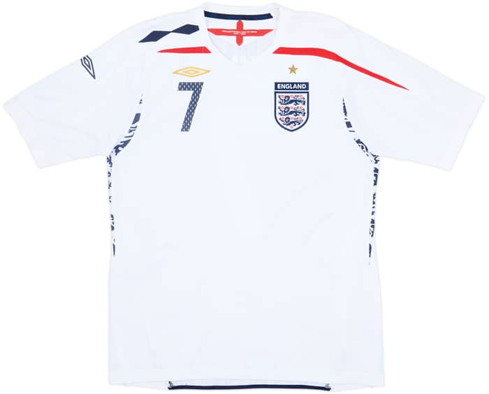 2007-09 England Home Shirt Beckham #7 - 8/10 - (L)