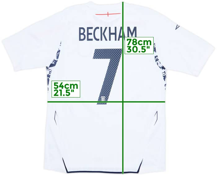 2007-09 England Home Shirt Beckham #7 - 8/10 - (L)