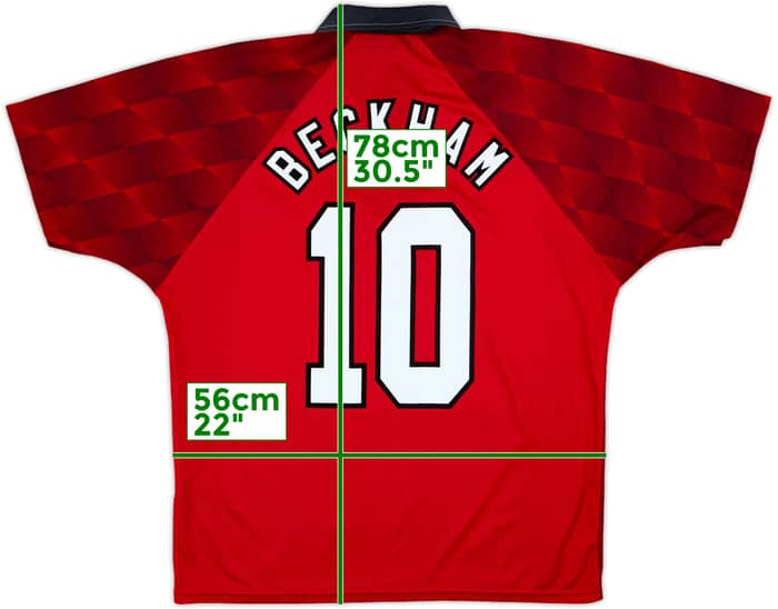 1996-98 Manchester United Home Shirt Beckham #10 - 9/10 - (L)
