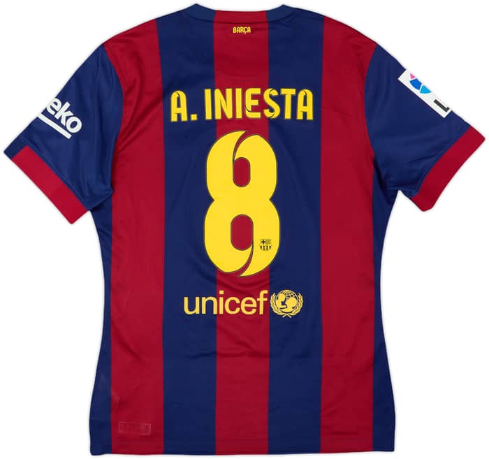 2014-15 Barcelona Authentic Home Shirt A.Iniesta #8 - 9/10 - (L)