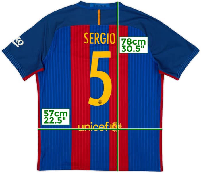 2016-17 Barcelona Authentic Home Shirt Sergio #5 - 6/10 - (XL)