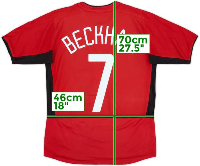 2002-04 Manchester United Home Shirt Beckham #7 - 6/10 - (XL.Boys)