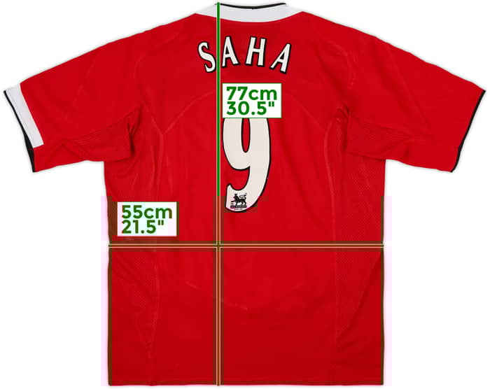 2004-06 Manchester United Home Shirt Saha #9 - 8/10 - (L)
