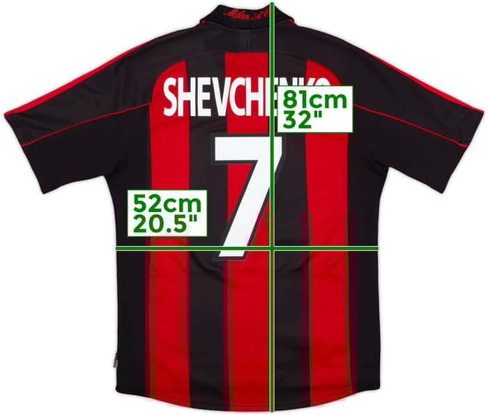2000-02 AC Milan Home Shirt Shevchenko #7 - 9/10 - (M)