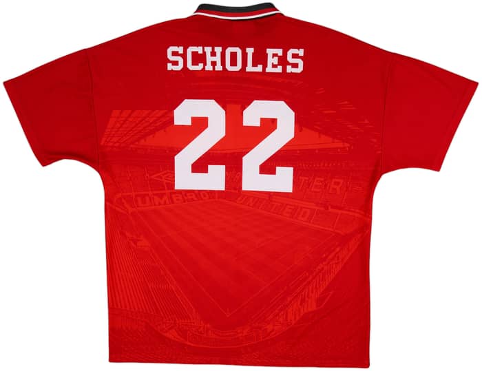 1994-96 Manchester United Home Shirt Scholes #22 - 8/10 - (XL)