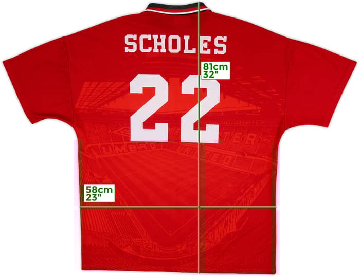 1994-96 Manchester United Home Shirt Scholes #22 - 8/10 - (XL)