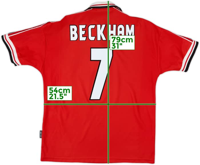 1998-00 Manchester United Home Shirt Beckham #7 - 7/10 - (L)