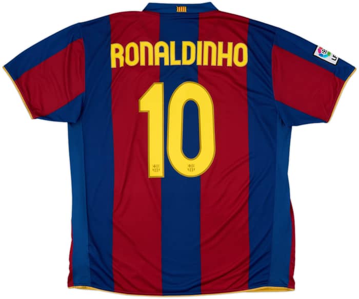 2007-08 Barcelona Home Shirt Ronaldinho #10 - 7/10 - (XXL)
