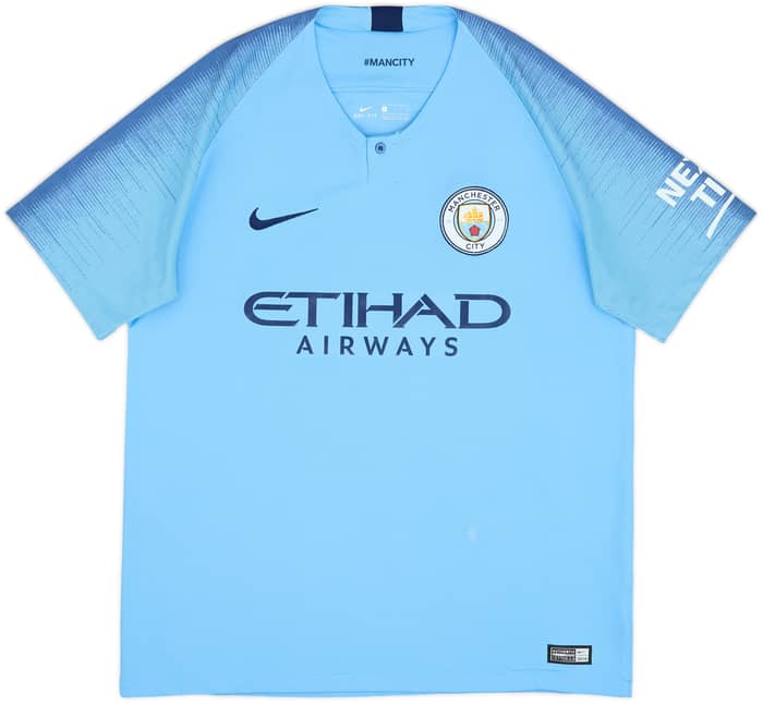 2018-19 Manchester City Home Shirt Kun Aguero #10 - 7/10 - (L)