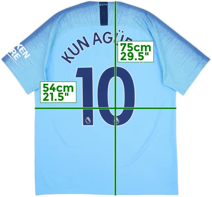 2018-19 Manchester City Home Shirt Kun Aguero #10 - 7/10 - (L)