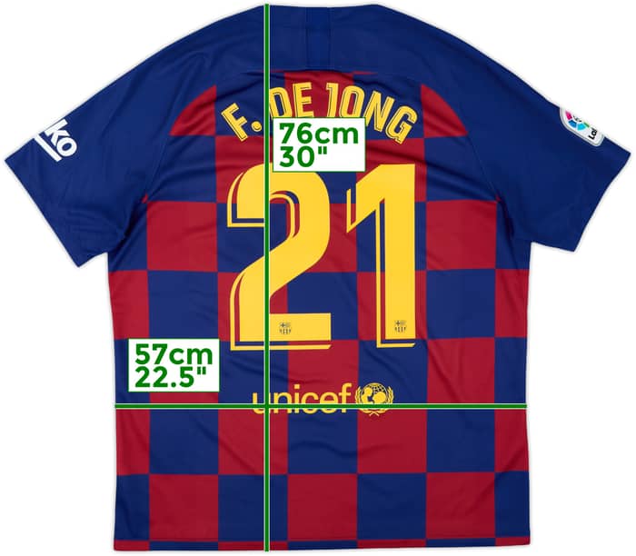 2019-20 Barcelona Home Shirt F.De Jong #21 - 8/10 - (XL)