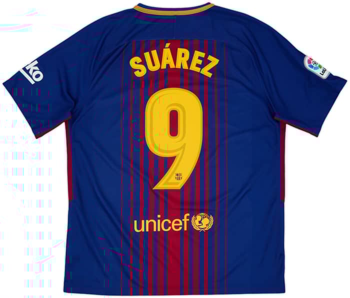 2017-18 Barcelona Home Shirt Suarez #9 - 8/10 - (L)