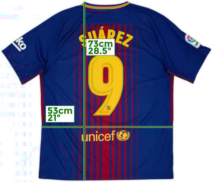 2017-18 Barcelona Home Shirt Suarez #9 - 8/10 - (L)